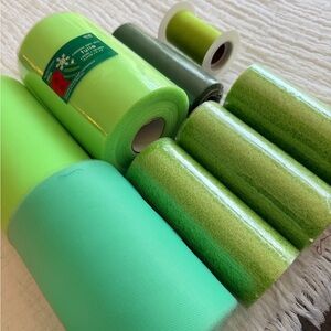 Assorted Green Tulle and Ribbon Rolls